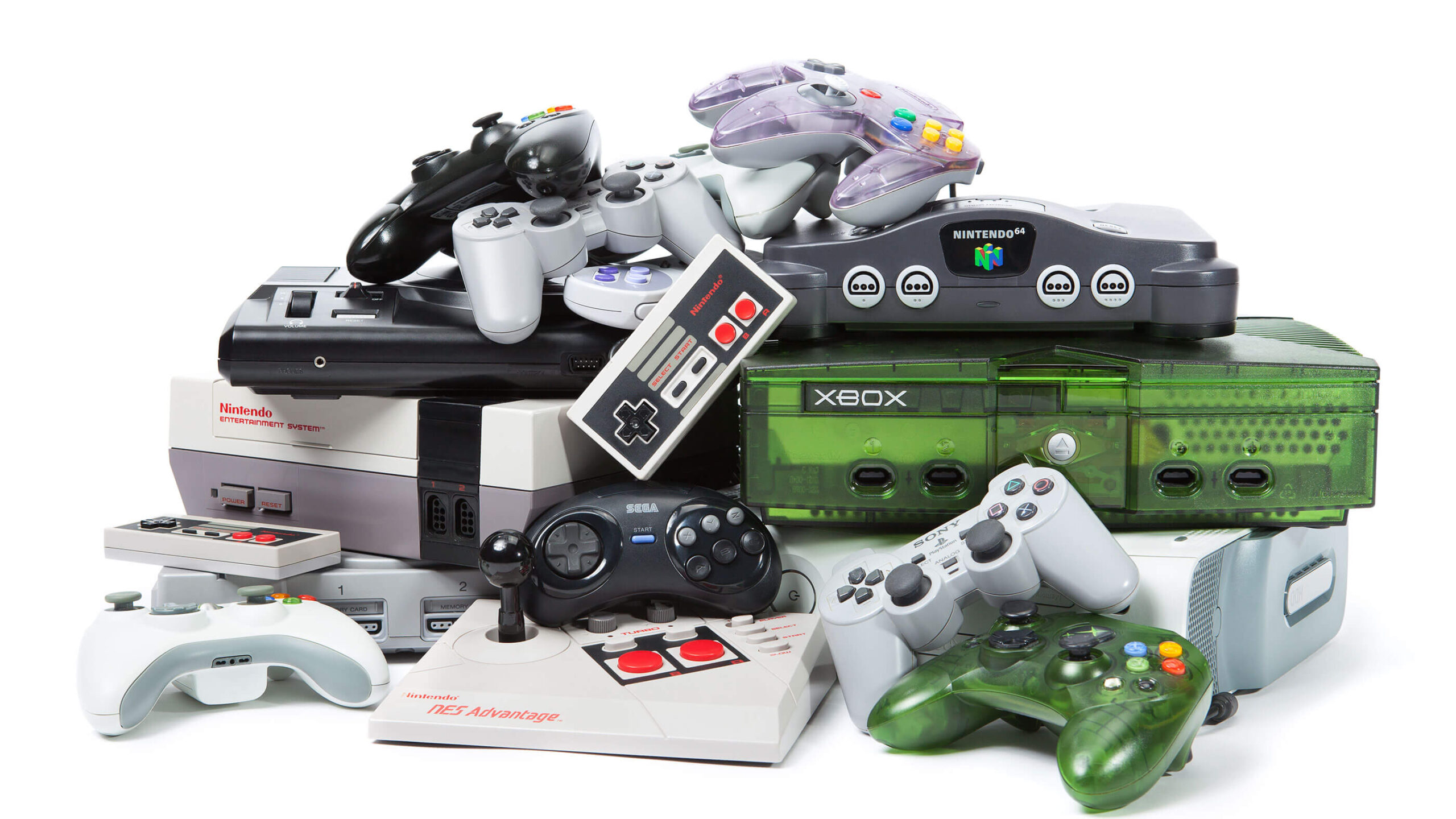 A pile of video game electronics