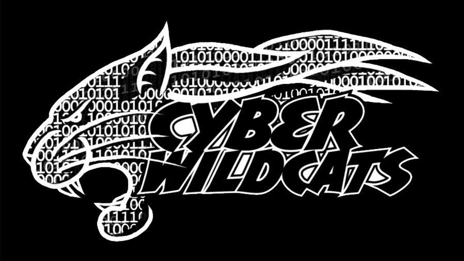 Cyber Wildcat logo with wildcat in black in white