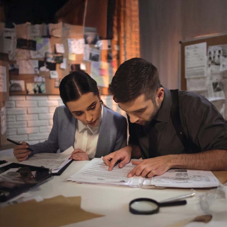 Two people working on an investigation