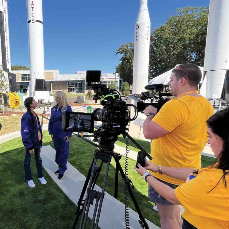 Wilmington University Technology students operating cameras