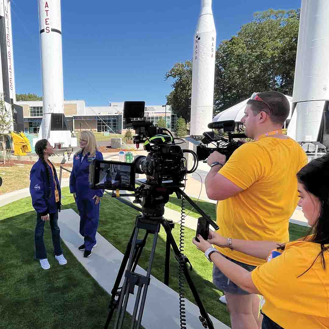 Wilmington University Technology students operating cameras