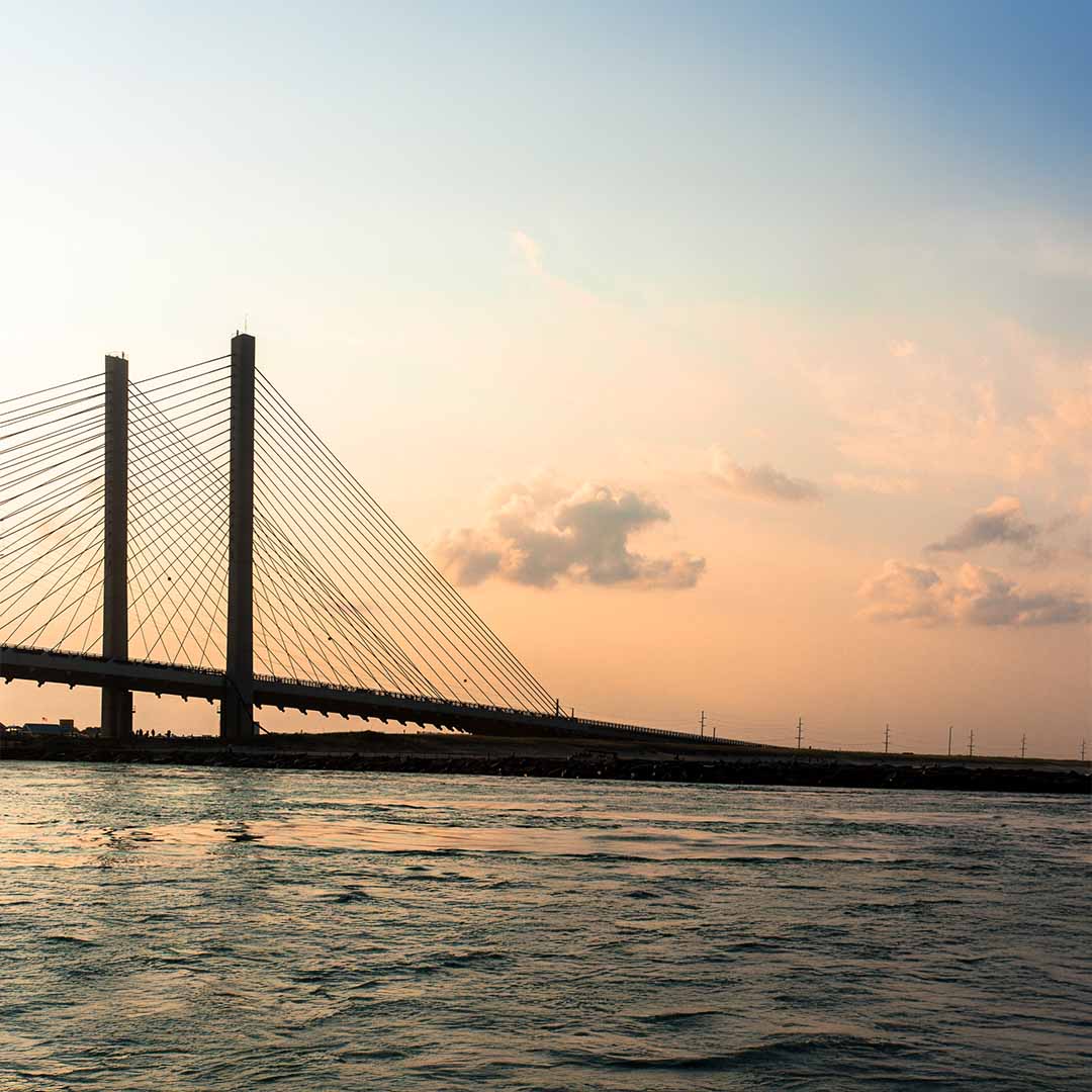 Indian River Inlet Bridge during sunset.