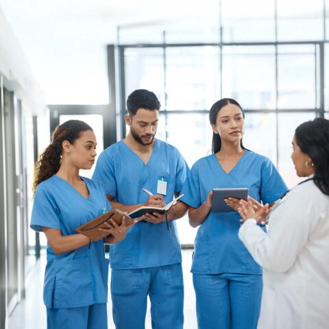 A diverse group of student nurses.