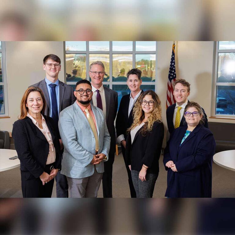 Law Review Editorial Board. Top left to right: Elijah Westog, Andrew Glover, Marisa A. Rauscher, Britton Ody. Botton left to right: Christine Sauers, Héctor L. Torres-Díaz, Marrissa Nardo, Andrea Rothbart. Not pictured: Mary Macmillan, Dalton Lahti, Erin Buskell