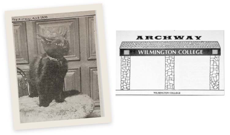 The Wilmington Wildcat mascot next to "The Archway" newsletter.