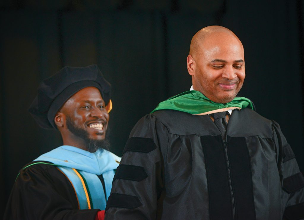Johnson at the doctoral hooding ceremony