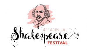 Shakespeare Festival logo with drawing of William Shakespeare