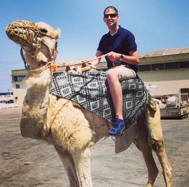 Dr. Sebach rides a camel