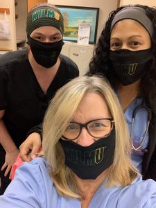 Health professionals wear WilmU face masks