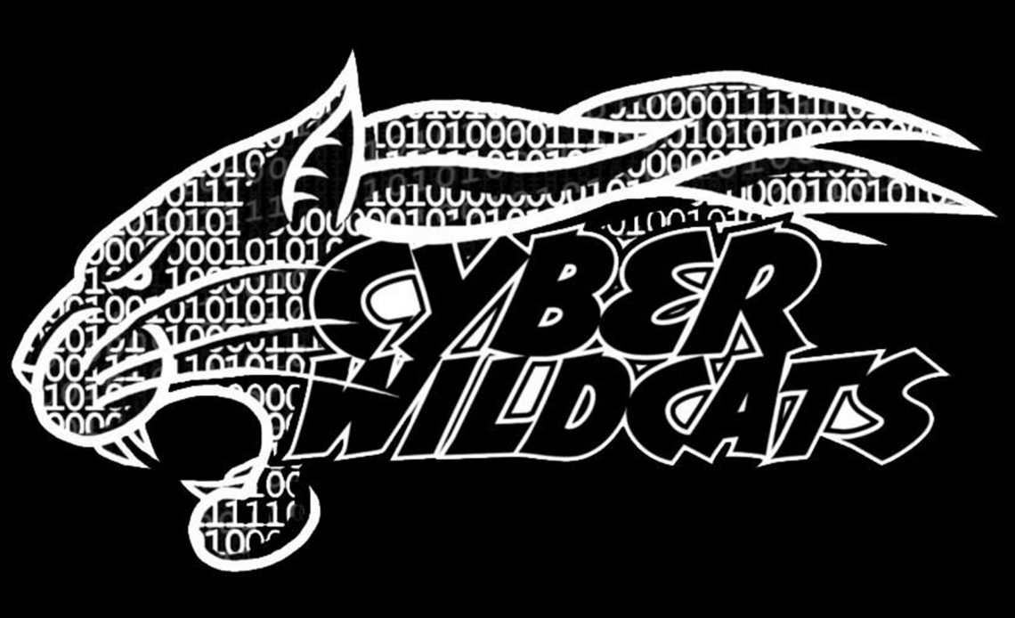 Cyber Wildcat logo with wildcat in black in white