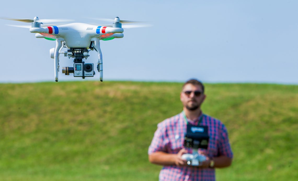 Man flies a drone