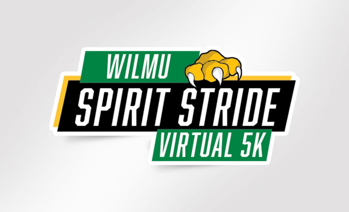 The text reads: WilmU Spirit Stride Virtual 5K with a wildcat claw