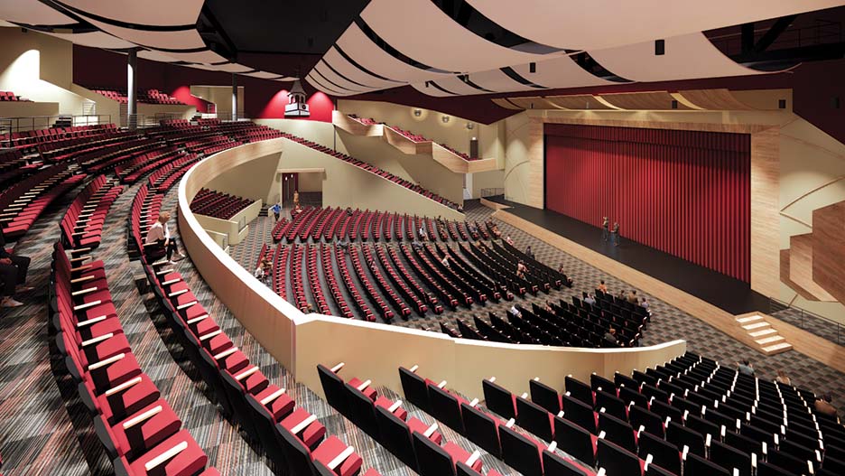 Rendering of the new 2,000-seat auditorium within the Convention Center.