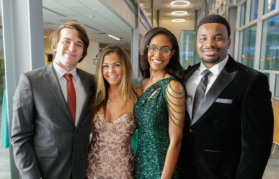 A group photo of students who attended Wilmington University's first Barrister Ball.