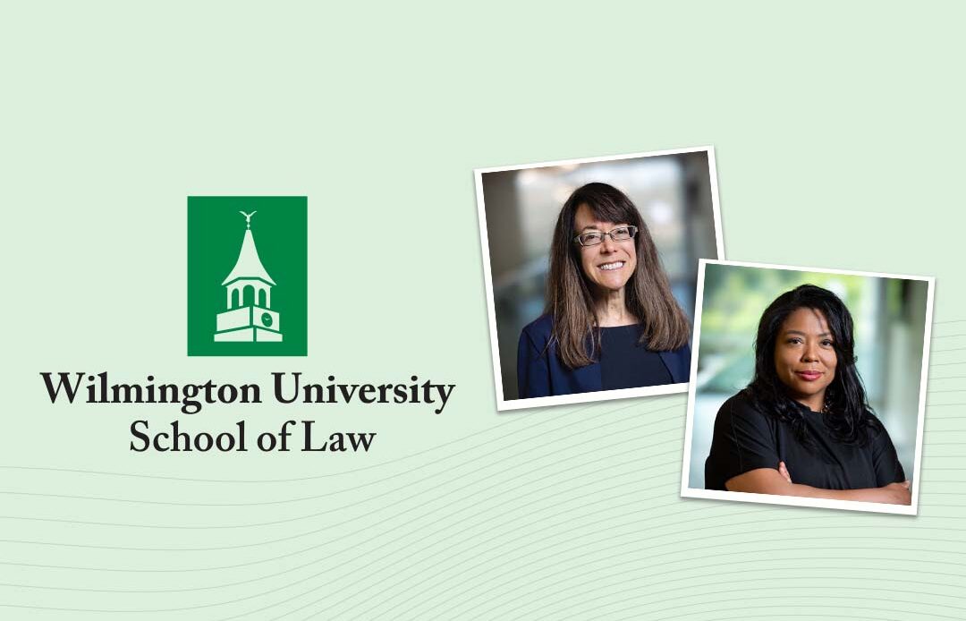 Wilmington University School of Law logo, Alisa Klein and Kimberly Richardson.